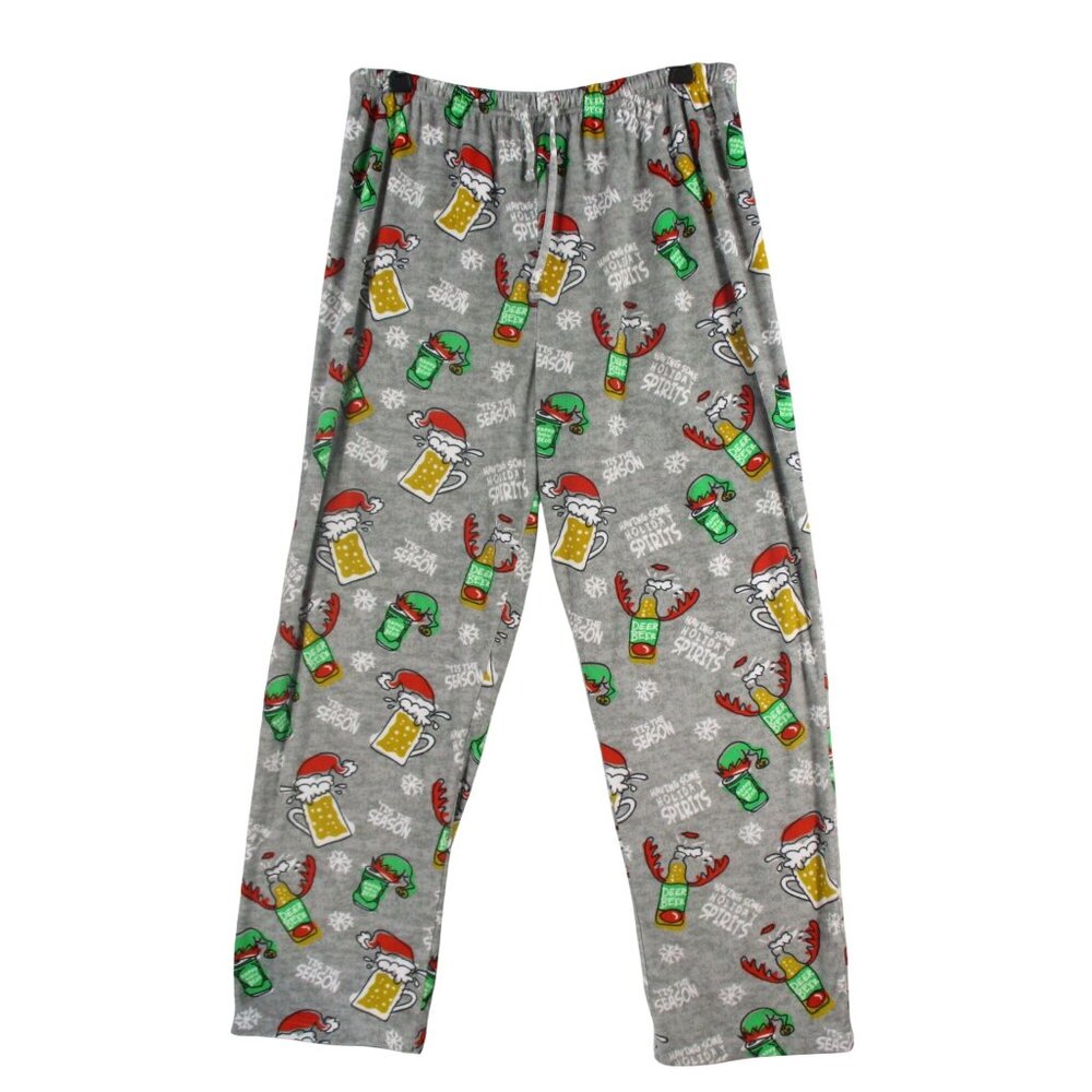 Briefly Stated Holiday Spirits Grey Pajama Pants X-Large Polyester Christmas Bee